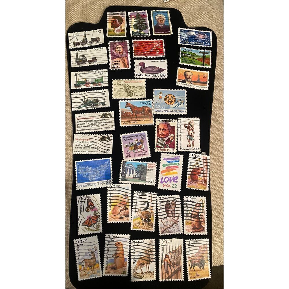 U. S. Postage Stamps 22 cents Cancelled Stamps Set of 35
